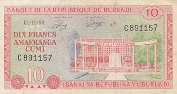 Burundi, 10 Francs, 1968, XF(+), ... 