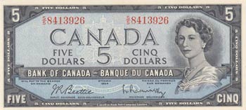 Canada, 5 Dollars, 1954, AUNC, ... 