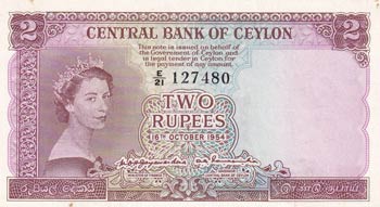 Ceylon, 2 Rupees, 1954, UNC(-), ... 