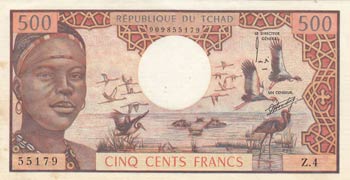 Chad, 500 Francs, 1974, AUNC, p2a  