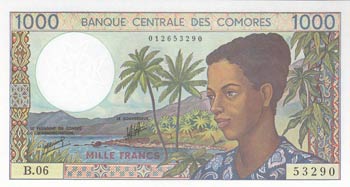 Comoros, 1.000 Francs, 1976, UNC, ... 