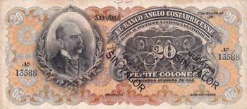 Costa Rica, 20 Colones, 1909/1917, ... 