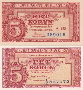 Czech Republic, 5 Korun, 1949, ... 