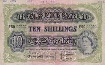 East Africa, 10 Shillings, 1953, ... 