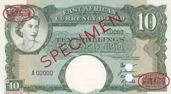 East Africa, 10 Shillings, 1958, ... 