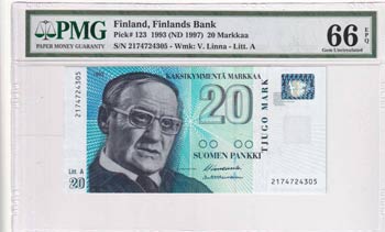 Finland, 20 Markkaa, 1993, UNC, ... 