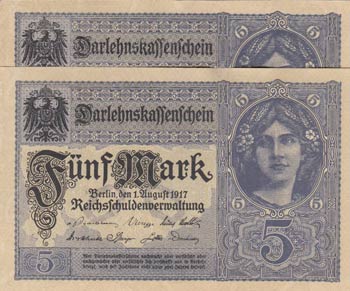Germany, 5 Mark, 1917, UNC, p56b, ... 