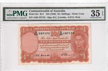 Australia, 10 Shilings, 1949, VF, ... 