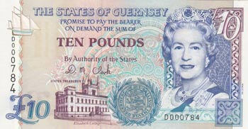 Guernsey, 10 Pounds, 1995, AUNC, ... 