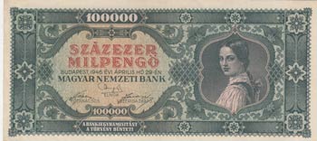 Hungary, 100.000 Milpengö, 1946, ... 