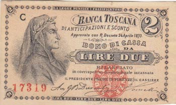 Italy, 2 Lire, 1870, UNC, Banco ... 