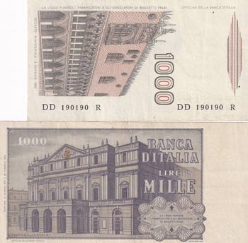 Italy, 1.000 Lire, (Total 2 ... 