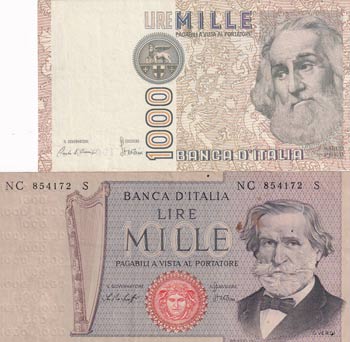 Italy, 1.000 Lire, (Total 2 ... 