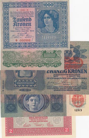 Austria, 2-20-100-1.000 Kronen, ... 