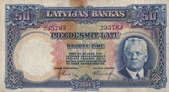 Latvia, 50 Latu, 1934, VF, p20a ... 