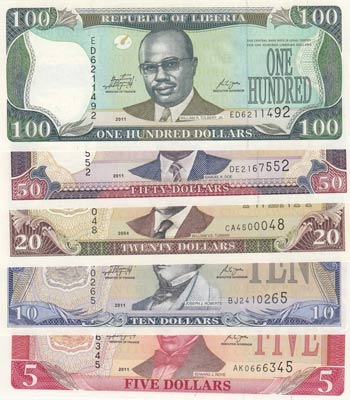 Liberia, 5-10-20-50-100 Dollars, ... 