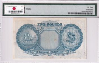Bahamas, 5 Pounds, 1936, AUNC, p16d