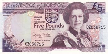 Jersey, 5 Pounds, 1989, UNC, p14r, ... 