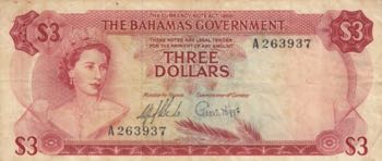 Bahamas, 3 Dollars, 1965, VF, p19a