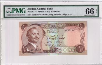 Jordan, 1/2 Dinar, 1975/1992, UNC, ... 