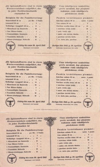 Latvia, 1-5-10 Punkte, 1943, UNC, ... 