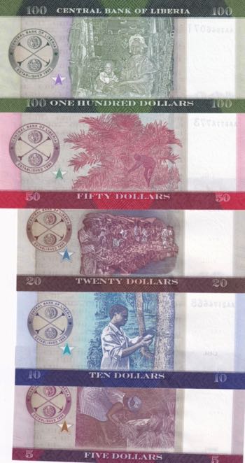 Liberia, 5-10-20-50-100 Dollars, ... 