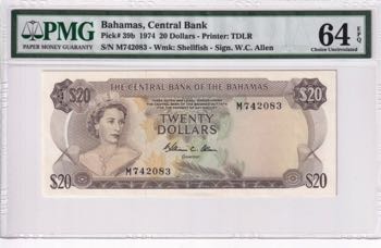 Bahamas, 20 Dollars, 1974, UNC, ... 