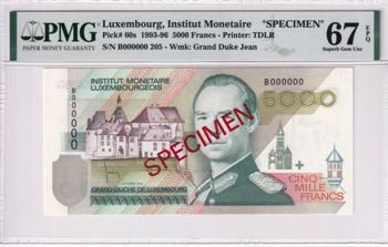 Luxembourg, 5.000 Francs, 1993-96, ... 