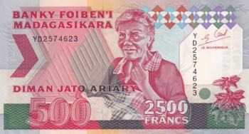 Madagascar, 2.500 Francs=500 ... 