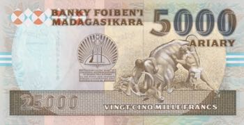 Madagascar, 25.000 Francs=5.000 ... 