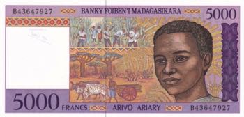 Madagascar, 5.000 Francs=1.000 ... 