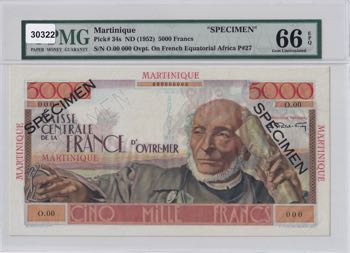 Martinique, 5.000 Francs, 1952, ... 