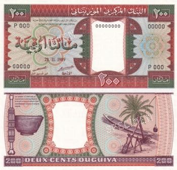 Mauritania, 200 Ouguiya, 1989, ... 