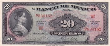 Mexico, 20 Pesos, 1958, UNC, p54f