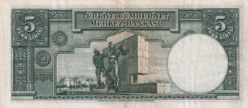 Turkey, 5 Lira, 1937, XF, p127, 2. ... 