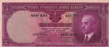 Turkey, 1 Lira, 1942, XF, p135, ... 