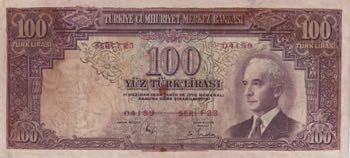 Turkey, 100 Lira, VF, p137, ... 