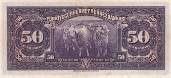Turkey, 50 Lira, 1942, XF, p142, ... 