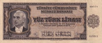 Turkey, 100 Lira, 1942, XF, p144, ... 