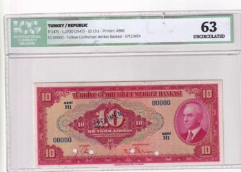 Turkey, 10 Lira, 1947, UNC, p147s, ... 