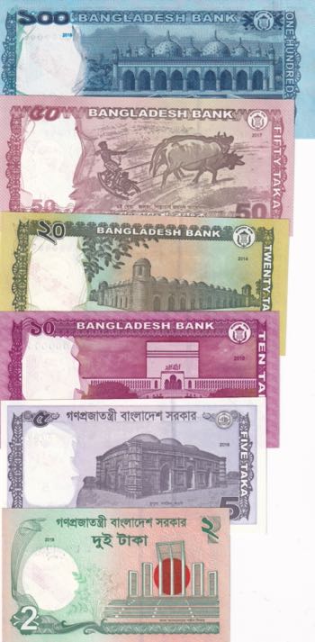 Bangladesh, 2-5-10-20-50-100 Taka, ... 