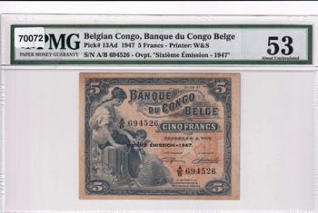Belgian Congo, 5 Francs, 1947, ... 