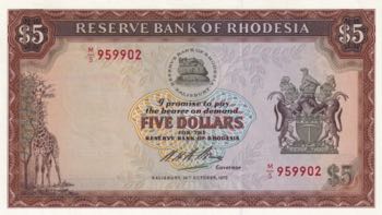 Rhodesia, 5 Dollars, 1972, UNC, ... 