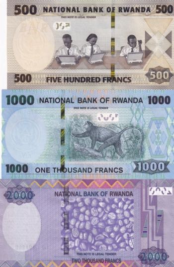 Rwanda, 500-1.000-2.000 Francs, ... 