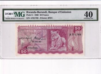 Rwanda-Burundi, 50 Francs, 1960, ... 