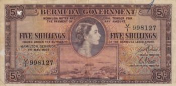Bermuda, 5 Shilings, 1957, FINE, ... 