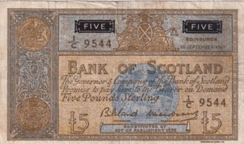 Scotland, 5 Pounds, 1961, VF, p103