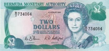 Bermuda, 2 Dollars, 1989, UNC, p34b