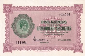 Seychelles, 5 Rupees, 1942, AUNC, ... 