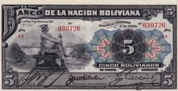 Bolivia, 5 Bolivianos, 1911, AUNC, ... 